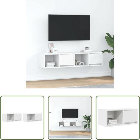 Armoire TV - Meubles TV 2 pcs blanc 60x31x25,5 cm bois d'ingénierie (1/5)