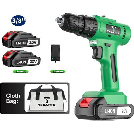 Perceuse sans fil, 20V de puissance, mandrin sans clé, Deux batteries (1/2)