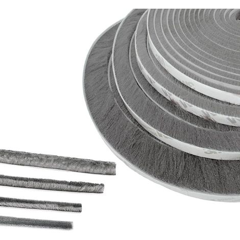 Burlete de cepillo para puertas, 5 m (largo) x 9 mm (ancho) x 23 mm (profundidad), gris, burlete para ventanas para insonorizar puertas, burlete de cepillo adhesivo, burlete de cepillo para puertas co (1/5)