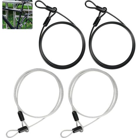 4 Pièces Câble de Sécurité en Acier Inoxydable Tressé, 3mm×100cm Câble de Sécurité en Acier avec Œillets, Fil de Verrouillage de Vélo en Acier, pour Salon Jardin,Mobilier Terrasse,Vélos (1/5)