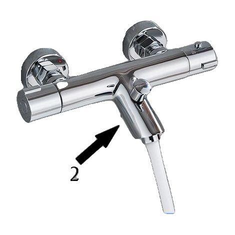 Rubinetto doccia termostatico, design a parete, comando a doppia maniglia, cromato B (1/2)