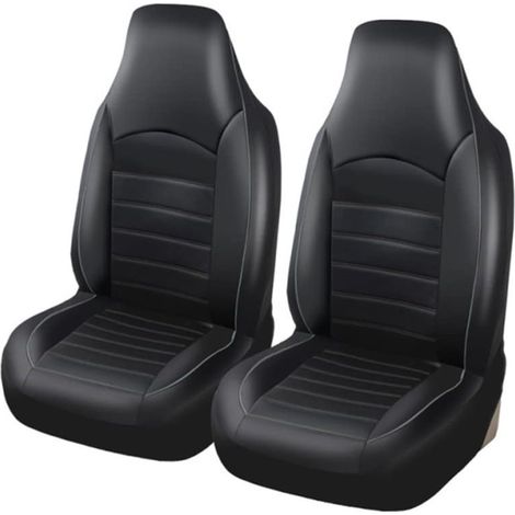 Classic Front Car Seat Covers Faux Leather Universal Fit for Most Cars, Trucks, SUVs or Vans, Gray (1/5)