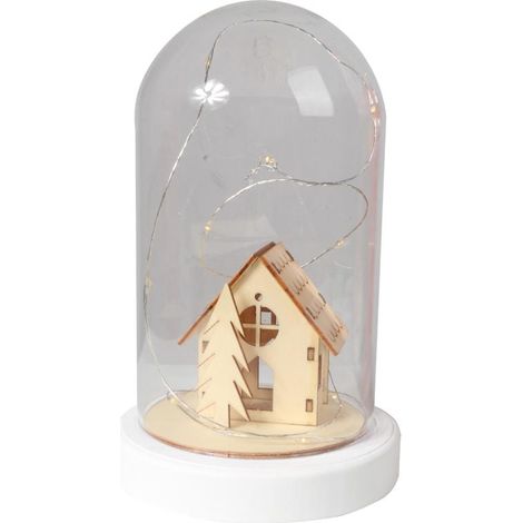 Cúpula con diorama de cristal, iglesia y árbol de Navidad con iluminación LED. (1/5)