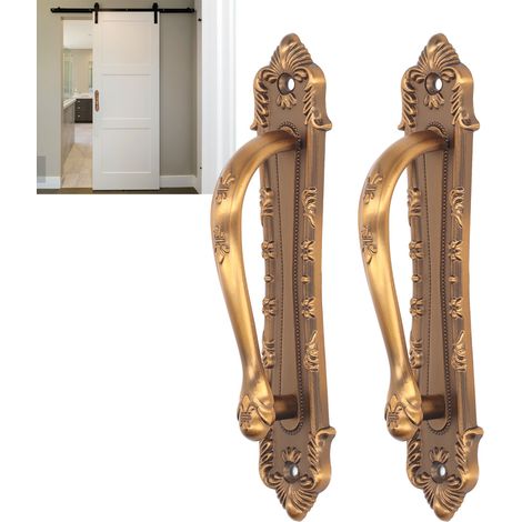 2 jeux de poignées de porte de grange américaines robustes à vendre, poignées de porte en bois, poignées de porte intérieure, poignées de porte d'entrée, grandes poignées en bronze antique à montage e (1/5)