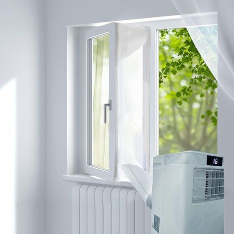 Kit de joint de fenêtre 400 cm pour climatiseur mobile, avec tuyau d'évacuation 150 cm, joint universel pour fenêtre et porte, facile à installer (1/5)