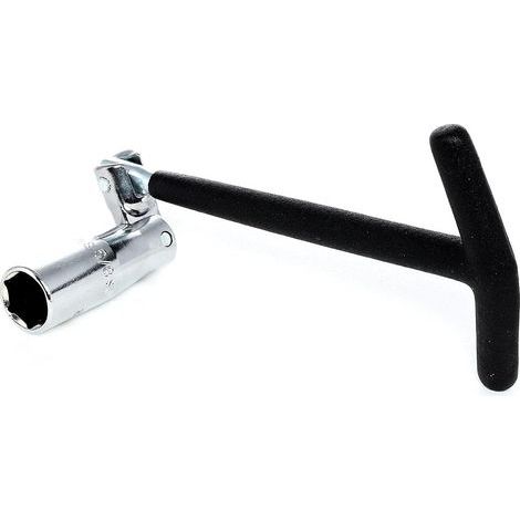 1 - Clé à bougie - Chrome Vanadium - Embout caoutchouc pour maintien - 6 pans 16 mm - Pour automobile et utilitaire - Argenté - 23,5 cm (1/5)
