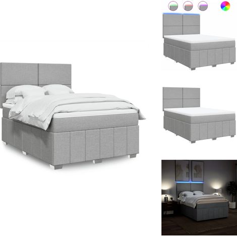 Boxspringbett mit Matratze Hellgrau 140x200 cm Stoff - Boxspringbett - Boxspringbetten - Bett - Bettgestell (1/5)