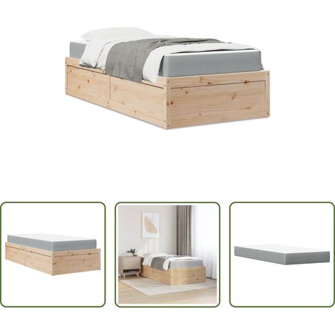 Matratze -  Bett mit Matratze 90x190 cm Massivholz Kiefer (1/5)