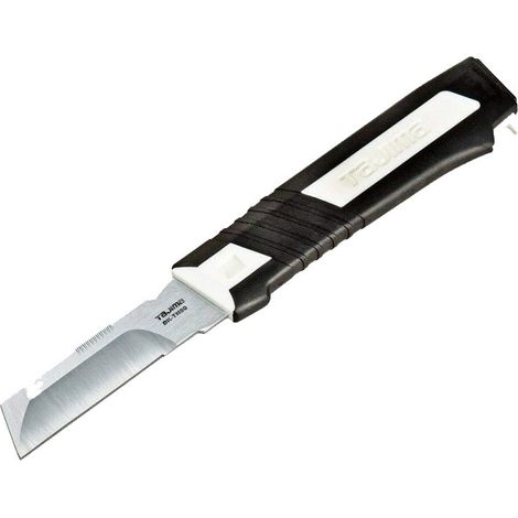Tajima – Couteau plaquiste multi-usages – Lame biseautée pour burin et ciseau bois – Manche bi-matière pour excellente prise en main – Acier inoxydable (1/5)