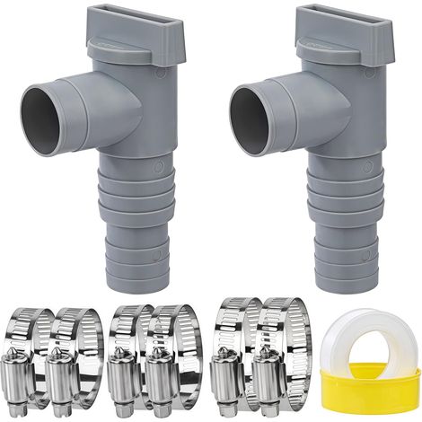Stück Absperrventil für Schwimmbäder, Poolventil mit 32 mm PVC-Schlauchanschluss, Schlauchadapter für oberirdische Pools mit 6 Schlauchschellen für 32/38 mm Schläuche (1/5)
