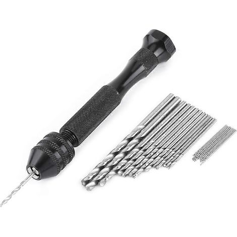 Handbohrmaschine mit 0,3–3,6 mm Spannbereich und 25 HSS-Bohrern für Holz