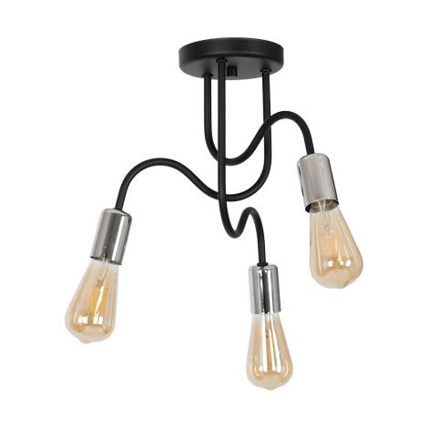 Plafoniera industriale Dow nera/cromo 3xE27 Luminex