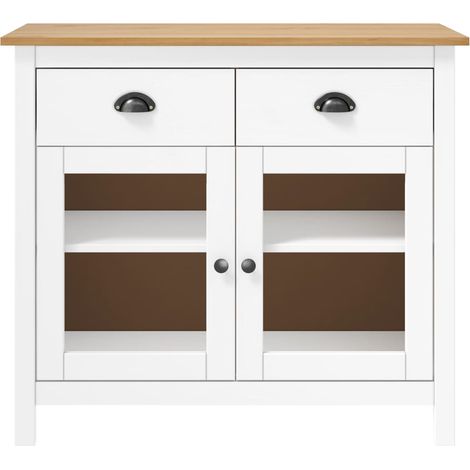 GBLY Sideboard Hill Weiß 90x40x80 cm Massivholz Kiefer (1/4)