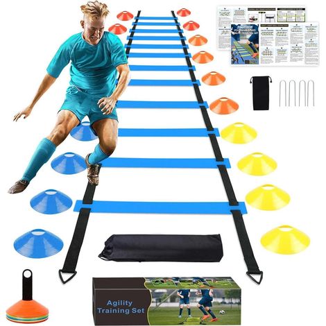 Koordinationsleiter Trainingsset mit 16 Hütchen für Fußballtraining Kinder (1/5)