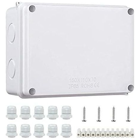 Anschlussdose – IP65 wasserdicht – Weißes ABS – 150 x 110 x 70 mm – Für Außenverkabelung, Gartenbeleuchtung, Pumpe, Teich, Steckdose – 1 Stück (1/5)