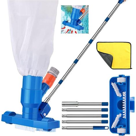 Aspirateur Piscine Gonflable avec Perche Télescopique 180cm,Nettoyeur sous Marin à Jet sous Vide,Nettoyeur de Piscine Portable,Aspirateur de Piscine Kit de Nettoyage,Aspirateur pour Fontaine D'étang (1/5)