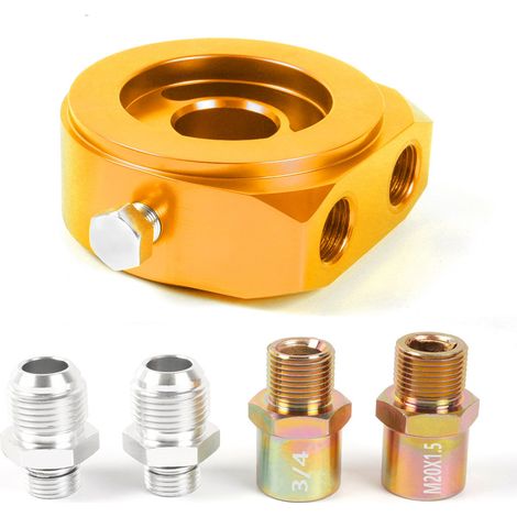 Accessoires pour modification automobile : manomètre de température pour tourteau d'huile, machine à tourteau d'huile, adaptateur pour manomètre de pression d'huile AN10 - or (1/4)