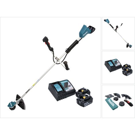 Makita DUR 368 ARG Akku Freischneider 36 V ( 2 x 18 V ) Zweihandgriff Brushless + 2x Akku 6,0 Ah + Ladegerät