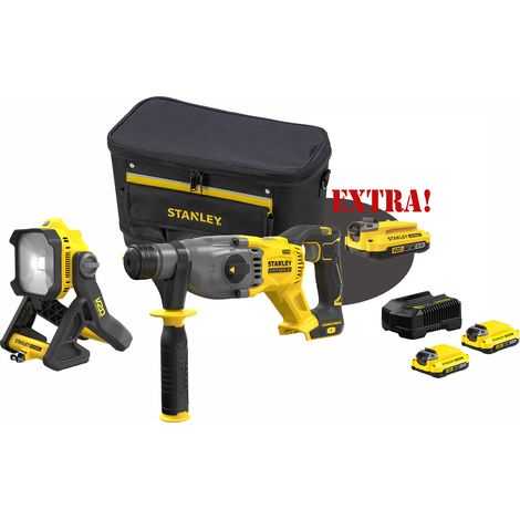 Kit Martello Tassellatore sds-plus 18V V20 Brushless SFMCH900B + Lampada LED da cantiere 18V V20 SFMCL030B V20 + Set energia + EXTRA OMAGGI FATMAXB. STANLEYB.