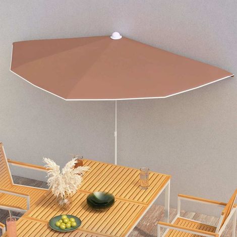 Demi-parasol de jardin avec mât 180x90 cm terre cuite (1/5)
