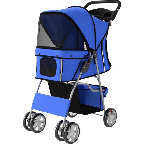 Passeggino per Cani Pieghevole Fino a 10kg, Gatti, Bleu