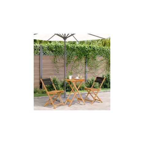 Ensemble de bistro 3 pcs noir polypropylène et bois massif (1/5)