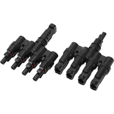 Lot de 2 connecteurs solaires en T (1 à 4), résistants aux intempéries et aux hautes températures, 1500 V CC, 50 A (1/5)
