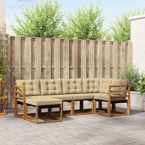 Outdoor-Sofagarnitur mit Kissen 6 pcs Natur und Beige