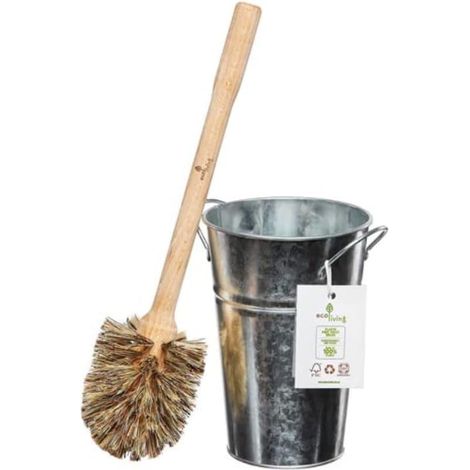 Ecoliving Brosse WC sans Plastique et Support en métal Argenté (1/5)