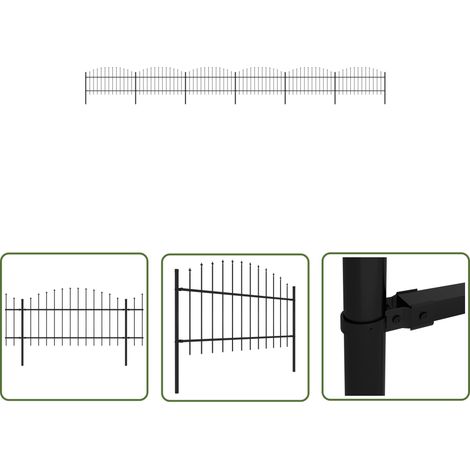 The Living Store Gartenzaun mit Speerspitzen Stahl (1 - 1,25) x 10,2 m Schwarz - Gartenzaun - Stahltzaun - Metallzaun - Sicherheitszaun - Privacy Screen (1/5)