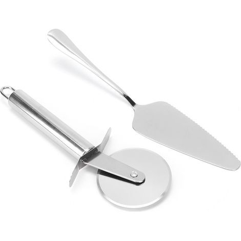 2 pièces Couteau à Pizza et Spatule Inox Acier Inoxydable Set Cuisine Pâtisserie Outil de Coupe (1/5)