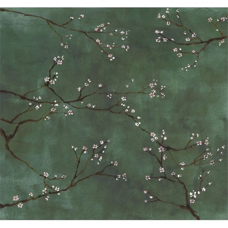 Art for the Home - Fototapete - Chinesische Blüte - Grün - 300x280cm (1/5)