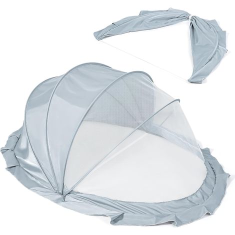 Moustiquaire pliable pour bébé, respirante, avec pare-soleil intégré pour l'été, portable, pour l'intérieur et l'extérieur, construction robuste, gris clair (1/5)
