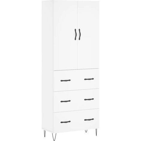 Aparador cómoda cómoda armario mueble organizador cocina salón salón alto 69,5 x 34 x 180 cm madera contrachapada blanco 020032573