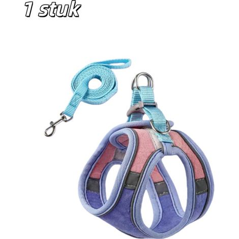 pièce - Harnais pour chien - Câble de mer - Met bande réfléchissante - Convient aux petits et grands chats, mais aussi aux chiots et lapins - Tour de poitrine 30-36 cm, tour de cou 24-30 cm - Blauw et (1/5)
