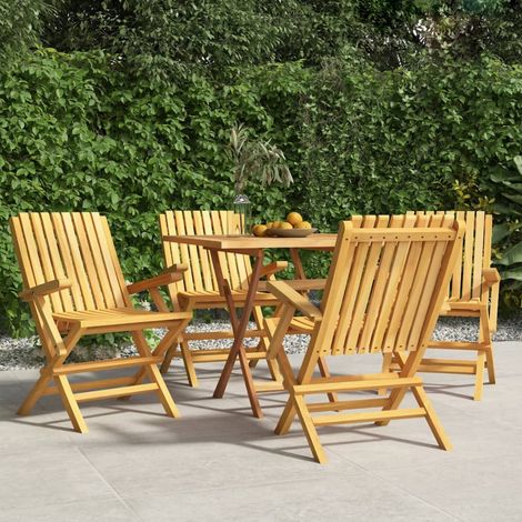 4 pcs Chaises de jardin pliantes, Fauteuils Extérieur, Sièges confortable 61x67x90 cm bois massif teck BGT28051 (1/5)