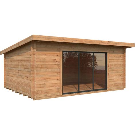Abri de jardin Palmako Lea B Marron Imprégné, 44 mm Épaisseur paroi 578 x 451 cm (1/3)