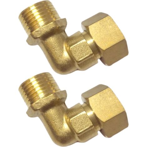 Juego de 2 codos de latón de 1/2" con junta de 90 grados y accesorio de tubería resistente a la erosión para fontanería doméstica. (1/5)