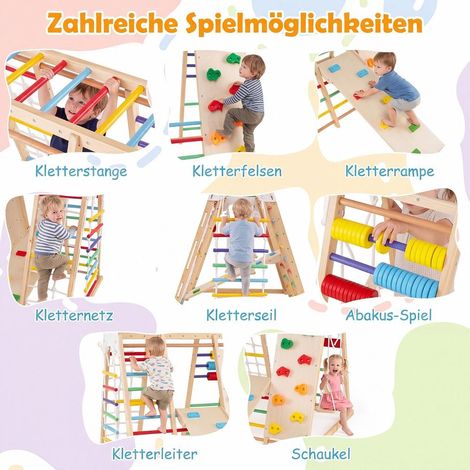 À la maison, motricité et équilibre avec cette aire de jeux enfant pliable 8 en 1, balançoire et barres de singe (1/5)
