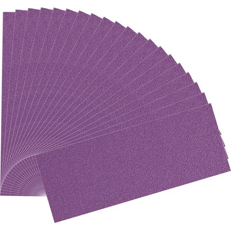21 Pièces Papier de verre 120 Grain Papier abrasif eau/sec 93x230mm Utilisé pour polir le métal,le bois,les(Violet) (1/5)