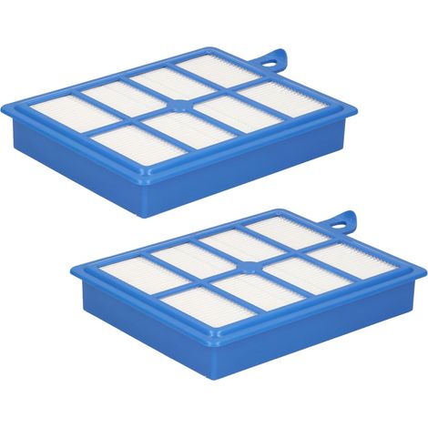 Lot de 2 - Filtre Hepa - Accessoire Aspirateur - Lavable et Réutilisable pour Allergiques - Compatible AEG VX9 Philips Electrolux - Bleu/Blanc (1/5)