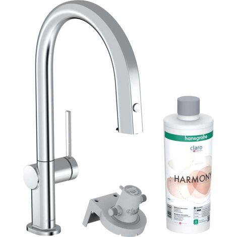 Aqittura M91 Küchenmischer 210 FilterSystem, mit ausziehbarer Handbrause 1 Strahl und Starterset, Chrom (76801000) (1/5)