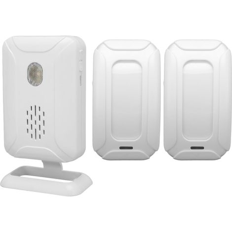 Sonnette sans fil 1 à 2 portes, sonnette infrarouge avec voyants LED, volume et luminosité réglables, longue portée de détection. (1/5)