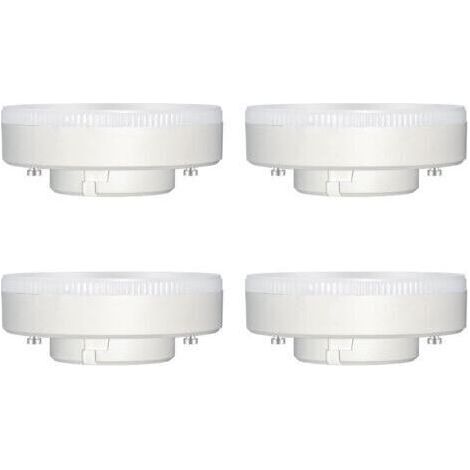 Ampoule GX53 LED 9W, Blanc Froid 6000K, 180°, Équivalent Lampe GX53 CFL & Halogène, 800LM, Non-dimmable, Spot LED Encastrable pour Meuble Cuisine/Plafond/Armoire, lot de 4 [Classe énergétique F]