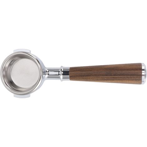 Porte-filtre sans fond 58 mm en alliage d'aluminium, 2 oreilles, avec panier-filtre et finition palissandre noir. (1/5)