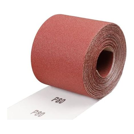 Rouleau de Papier Abrasif Grain 80, 93 mm x 10 m encollage résine synthétique de haute qualité et support papier renforcé, Ponçage Rouleau Abrasif pour Métal Bois, pour Ponceuses Vibrantes (1/5)