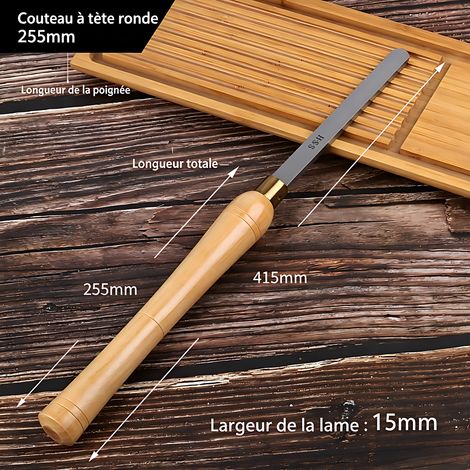 Ciseau à tourner le bois HSS à main, ciseau à bois pour tour, ciseau à tête ronde 15mm