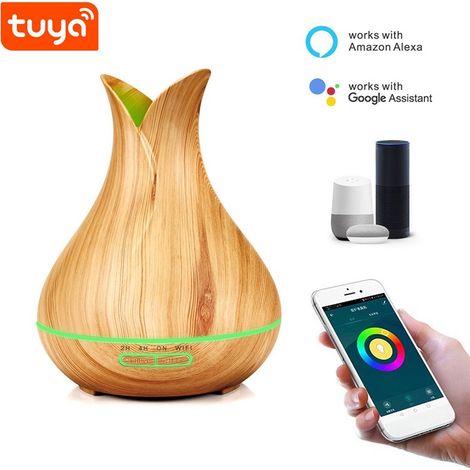 Tuya Diffusore di Aromi ad Ultrasuoni Smart WiFi con Luce LED Legno Chiaro (1/5)