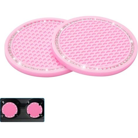 sous-Verre D'Insertion de Voiture 2 Pièces Porte-Gobelet Antidérapant Rose Universel (1/5)