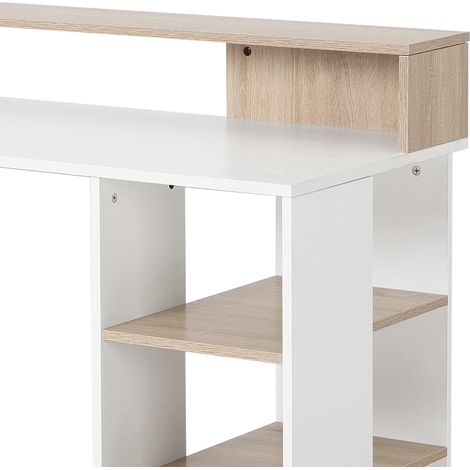 Bureau d'ordinateur moderne avec étagères en panneau MDF bois, dimensions 55x92x137 cm. (1/5)